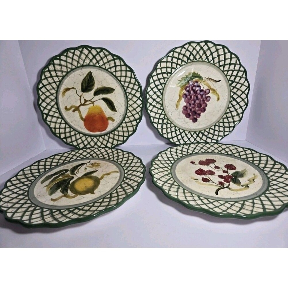 Raymond Waites CORNUCOPIA Fruit Dinner Plates 11" (Set of 4) Certified Intl
